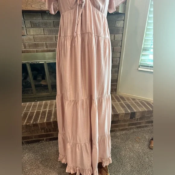 NWT Baltic Born Agatha Maxi Dress Dusty Mauve Tiered Ruffle Pockets L - Picture 6 of 13